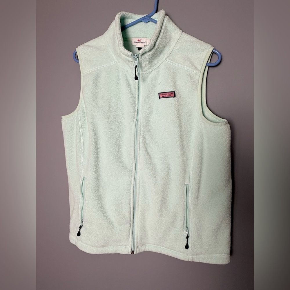 Vineyard Vines Mint Green Fleece Vest Womens Sz L